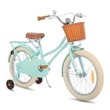 STITCH 18 Zoll Kinderfahrrad mit Korb & Stabilisatoren, 18 Zoll Mädchen Kinderfahrrad für 6-9...