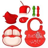 Silikon-Geschirr-Set, Weihnachtsmotiv, waschbar, Kinderteller, wiederverwendbar, Silikon, für...