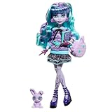 MONSTER HIGH Puppe und Sleepover Zubehör, Twyla Puppe mit Pet Bunny Dustin, Creepover Party, HLP87