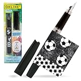 ONLINE Schreiblernfüller mit Anfänger-Feder A I Schulfüller mit coolem Fußball-Design...