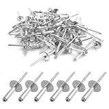 60 Stück Aluminium Blindnieten mit großem Flansch, Blindnieten Alu Nieten, Blindnieten Set,...