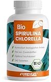 Bio Spirulina & Chlorella Presslinge 540x - optimal hochdosiert - 3000 mg Spirulina & 3000 mg...