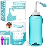 Tampen Nasendusche Erwachsene & Kinder – inkl. 120x Premium Nasenspülsalz (300g), Messlöffel & 3...