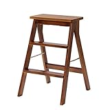 JKJZSALJ Tritthocker, Trittleiter, Massivholz, multifunktional, zusammenklappbar, Küche,...