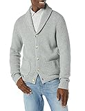 Amazon Essentials Herren Strickjacke mit Schalkragen und langen Ärmeln, Hellgrau Meliert, XL