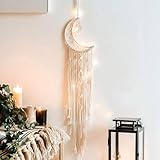 Koytoy Makramee Wandbehang Mond Traumfänger mit LED Licht Handgefertigt Gewebte Dreamcatcher Boho,...