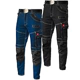 Art.Master Arbeitshose Jeans Herren Blau Größe L - Stretch Jeanshose mit 11 Taschen...