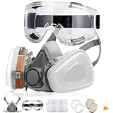 RANKSING Professionelle 6200 Wiederverwendbares Atemschutzmaske mit 1 Schutzbrille 10 Filter 2...