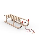 Vispronet Davos Schlitten Classic, inkl. Zugseil, Holzschlitten für Kinder und Erwachsene,...