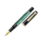 Pelikan Füllhalter Classic 200, Grün-Marmoriert, Feder B (breit), hochwertiger Kolbenfüller im...