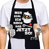 FUKPO Kochschürze Herren Damen Schwarz, Baumwolle Grillschürze für Männer Lustige Schürze Mann...