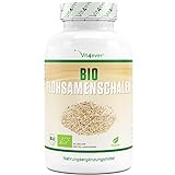 Bio Flohsamenschalen - 365 vegane Kapseln - 3000 mg je Tagesdosis - Premium: 100% Bio Flohsamen aus...