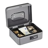 Relaxdays Geldkassette, 3-stellige Zahlenkombination, Münzeinsatz, Geldkasten Eisen, Kasse, HxBxT...