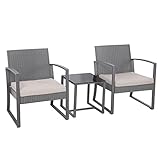 SVITA LOIS L Poly Rattan Sitzgruppe Gartenmöbel Metall-Garnitur Balkonmöbel Tisch Sessel (LOIS L...