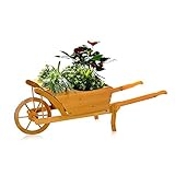 Melko Pflanzschubkarre/Blumenkarre aus Holz, 129 × 45 × 43 cm, braun, Schubkarre Pflankarre...