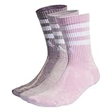 adidas Unisex 3-Stripes Stonewash Crew Socks 3 Pairs, Shadow Violet/Bliss Lilac/White, 45-48
