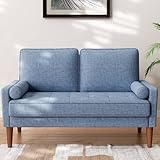 Sofa 2 Sitzer, Modernes 2er Sofa mit 2 Wurfkissen, Kleine Stoffcouch mit Armlehne, Mini Sofa für...