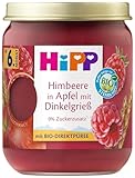 HiPP Bio Frucht und Getreide Himbeere in Apfel mit Dinkelgrieß, 160g, 6er Pack (6x160g)