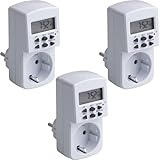 Meister Zeitschaltuhr digital, 1800 W - 3 Stück - Sommer- und Winterzeit - 10 konfigurierbare...