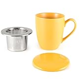 Hanseküche Teetasse mit Deckel und Sieb – XXL Teebecher 600ml – Große Tee Tasse Keramik –...