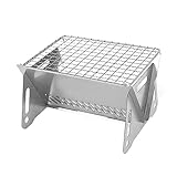 NUZAMAS Edelstahlgrill, tragbarer Mini-Campinggrill, runder Holzkohlegrill, Outdoor-Camping-Werkzeug...