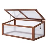 Outsunny Frühbeet Holz, Mini Gewächshaus 100 x 65 x 40 cm, Treibhaus mit Abdeckung, UV Schutz,...