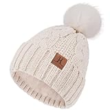 ZASFOU Mütze Damen Winter Beanie mit Fleecefutter Warme Chenille Wintermütze Thermo Zopfmuster...