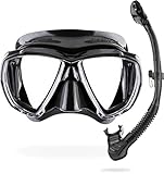 CRESSI Big Eyes+Alpha Ultra Dry Combo Black/Black - Combo Set Maske + Schnorchel UD zum Tauchen und...