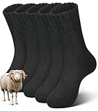 sellto 5 PAAR Merino Socken Thermosocken Herren Atmungsaktiv Wandersocken Dicke Merinowolle Outdoor...