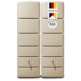 4rain Slim Regentonne Set 660 L, sandbeige, 2X Slim 330 L, inkl. Verbinder - Wandtank, Wassertank,...