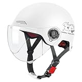 ACMEDE Skaterhelm Mofa Helm Herren Halbschale Motorradhelm Mit HD-Visier Jethelm Roller-Helm...