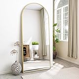 Koonmi Standspiegel mit gewölbtem Top, 171 x 76 cm Groß Bogenspiegel mit robustem Glas, an der...
