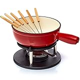 Bonvivre Gusseisen Fondue Set für 6 Personen - 2 Liter - Fondueset 9-teilig mit Brenner und 6...