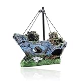 KQNM Aquarium Schiffswrack Dekorationen，Air Bubbler Versunkenes Schiff Ornament, Aquarium...