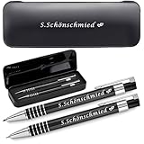 Schreibset mit Kugelschreiber & Druckbleistift aus Aluminium mit Gravur | blau schreibender...