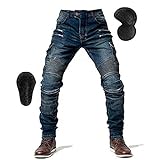 oFzimTo Motorradhose aus Denim, Jeans mit geradem Bein, sturzfest mit 4 Arten von Schutzgeräten,...