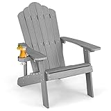 FANTASK Adirondack Stuhl mit Getränkehalter, wetterfester Gartenstuhl, Gartensessel aus Kunststoff,...