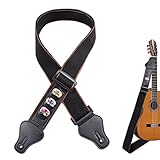 PW TOOLS Gitarrengurt | Baumwollgewebe Gitarrengurt mit Lederenden und Plektrumhaltern, verstellbare...