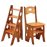 Leiterstuhl aus Holz für Bibliotheken – Klappbarer 4-Stufen-Hocker-Präsentationsständer für...