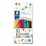 STAEDTLER Buntstifte ergo soft, erhöhte Bruchfestigkeit, dreikant, Set mit 12 brillanten Farben,...