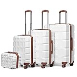 KONO Kofferset 4 Teilig Gepäck-Sets Hartschalenkoffer Reisekoffer Set Zwillingsrollen ABS Koffer...