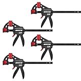 SIIIXS Einhandzwingen Set 4 Stück Schraubzwingen Spanner, Spannweite 152mm, Dehnbereich 340mm,...