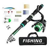 BRABOSTON Anfänger Angelset inklusive Teleskoprute Pose Köder Metallhaken Verbinder Spule Kescher...