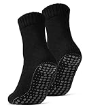 2 | 4 | 6 Paar ABS Socken Herren Damen Anti Rutsch Socken mit Wolle 21463 WP (Schwarz 2 Paar 43-46)