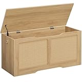 HOOBRO Truhen, Sitzbank mit Stauraum, Spielzeugkiste mit Deckel, 100 cm Rattan-Aufbewahrungstruhe...