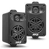 Pyle Bluetooth Lautsprecher Boxen – 200W 3.5' Outdoor 2-Wege Set, wetterfest, schwarz 1/2'...
