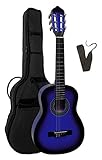 1/4 GITARRE - KONZERTGITARRE IM SET - KINDERGITARRE - CLASSIC - BLAU-SCHATTIERT - DECKE LINDENHOLZ -...