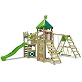 FATMOOSE Spielturm Ritterburg RiverRun Royal mit SurfSwing, Schaukel & apfelgrüner Rutsche, Outdoor...