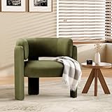 COLAMY Modern Velvet Ohrensessel, Gepolsterter Sessel Wohnzimmer, Bequemer Runder loungesessel mit 3...