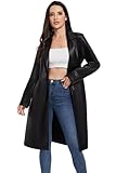 Fahsyee Damen Kunstleder Trenchcoat, Motorradjacken PU Moto Biker Jacke Enganliegend Schlanke Lange...